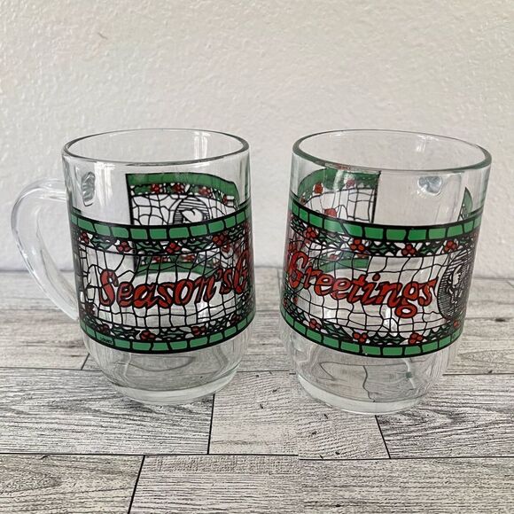 Holiday Season’s Greetings Glass Mugs (Set of 2) - Picture 1 of 7